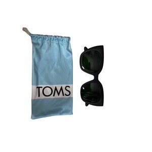 Toms Cat-Eye Black Sunglasses & Light Blue Branded Pouch